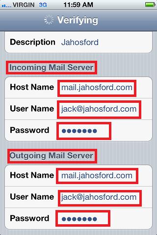 iphone email set up incoming mail server iphone